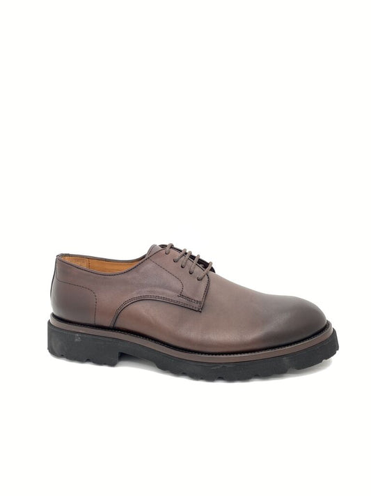 Brown Leather Derby with Rugged Sole