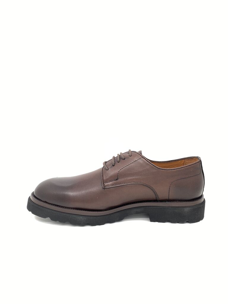 Brown Leather Derby with Rugged Sole