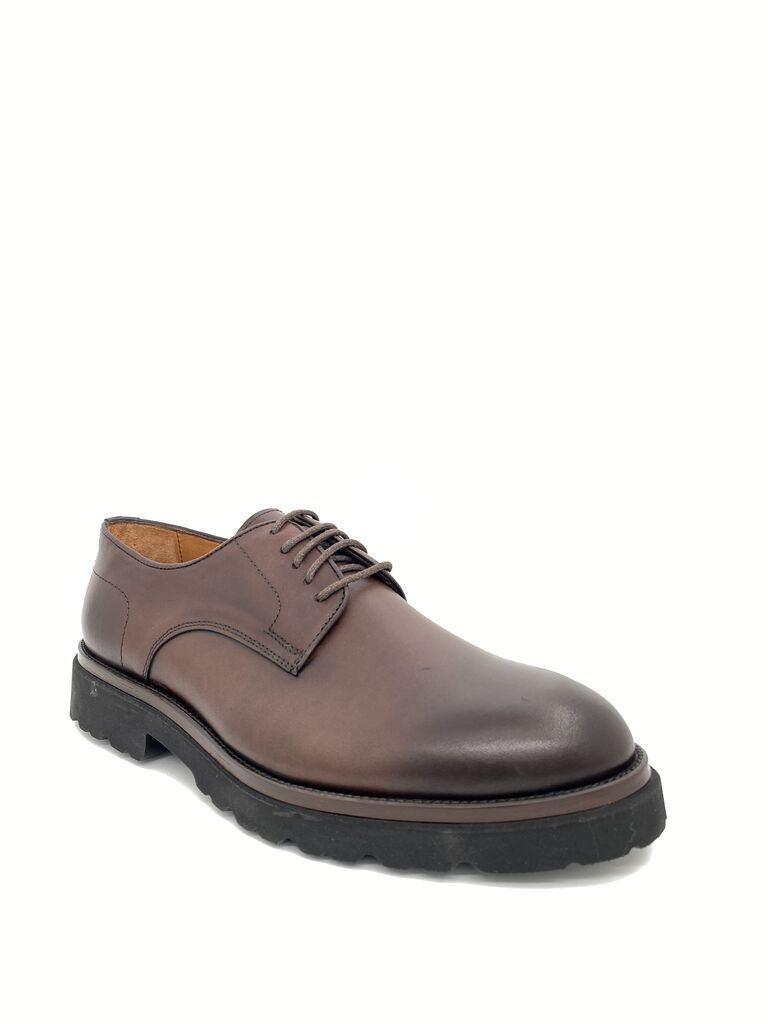 Brown Leather Derby with Rugged Sole