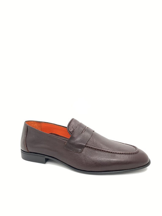 Brown Leather Penny Loafer with Classic Design