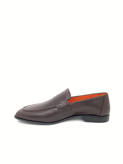 Brown Leather Penny Loafer with Classic Design