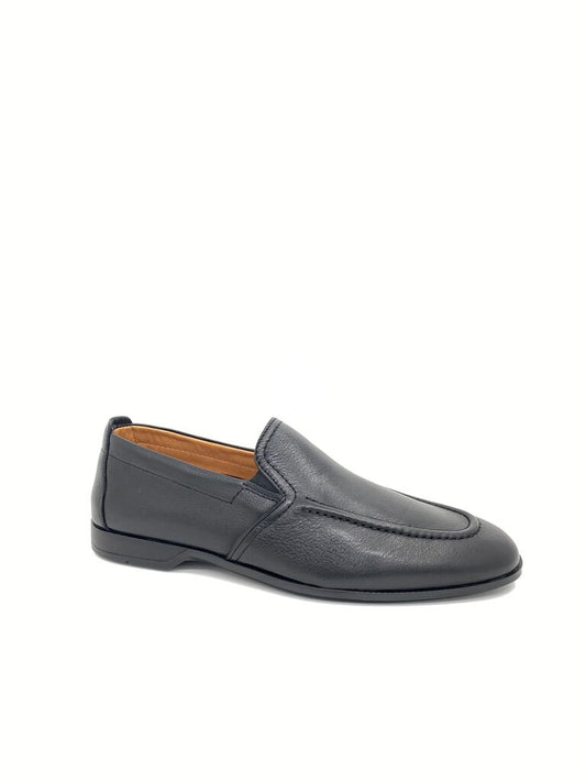 Black Textured Slip-On Loafer