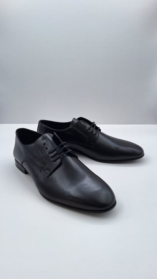 Black Leather Derby Shoes with Sleek Design
