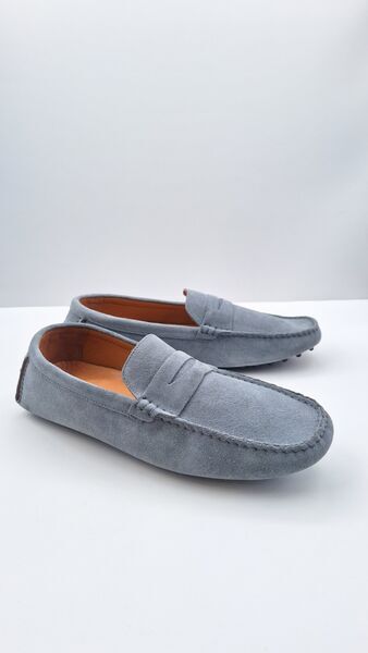 Gray Suede Loafers with Slip-On Design