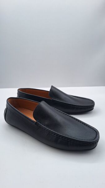 Black Leather Loafers with Comfort Fit