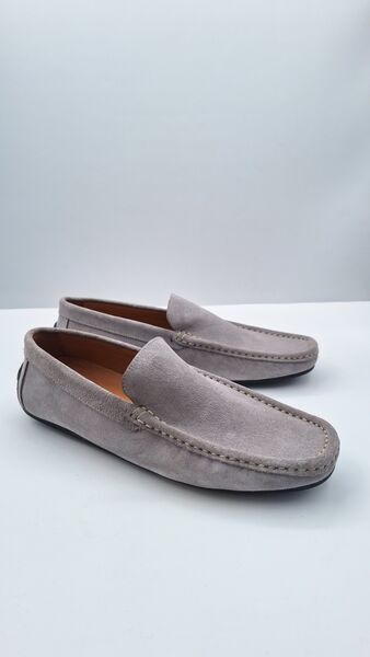 Gray Suede Loafers with Soft Finish