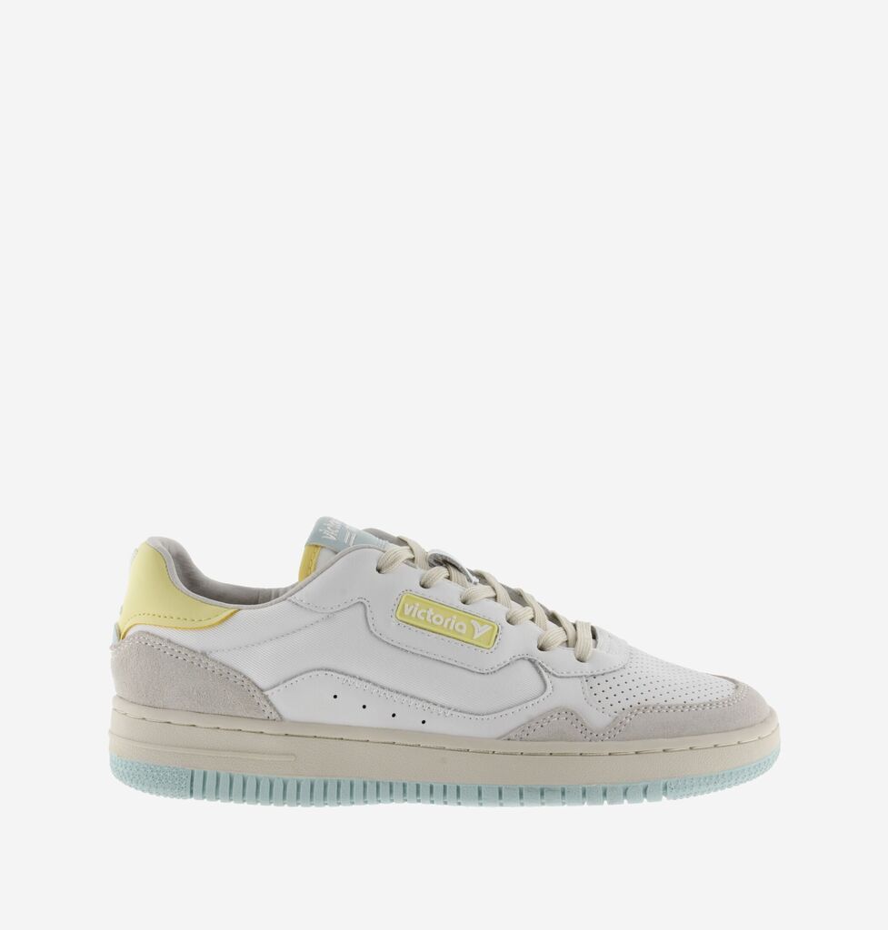 Light Beige Leather Sneakers with Perforated Detail