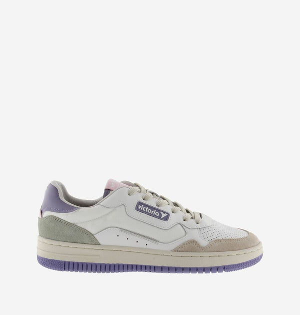 White Leather Low-Top Sneakers with Pastel Accents