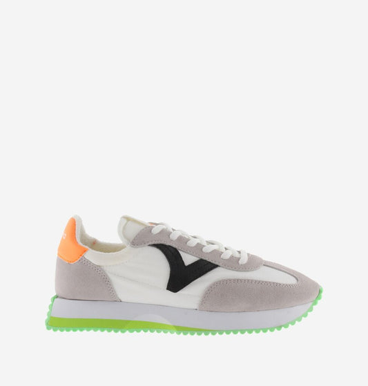 Multicolor Suede Retro Sneakers with Vibrant Soles