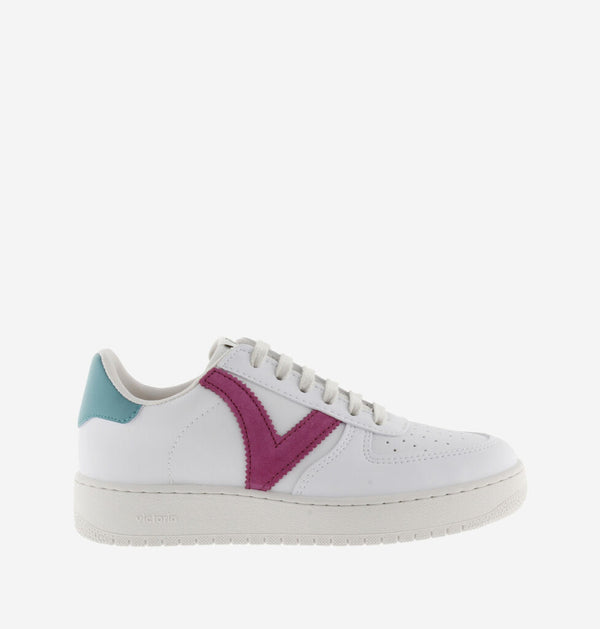 White Leather Sneakers with Colorblock Accents