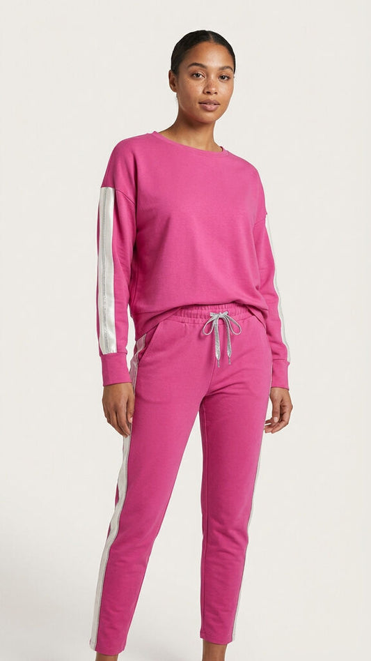 Pink Jogger Pants with Stripe Detailing