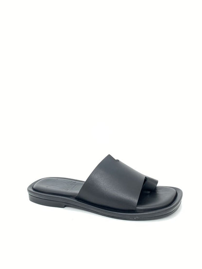 Black Slip-On Sandal with Wide Strap