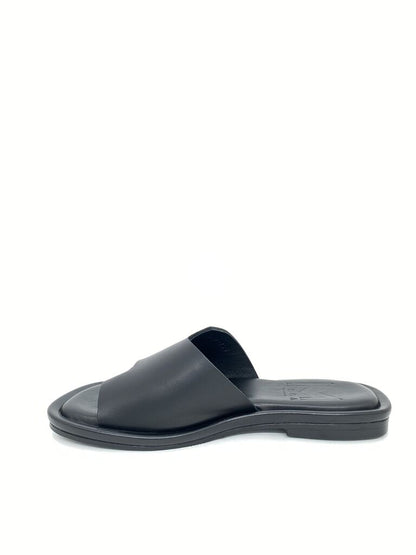 Black Slip-On Sandal with Wide Strap