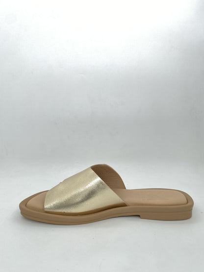Gold Metallic Slide Sandals with Comfort Sole