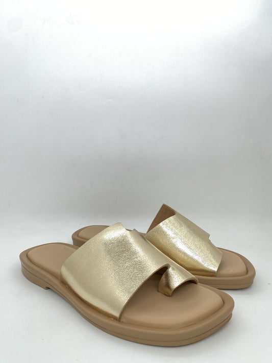 Gold Metallic Slide Sandals with Comfort Sole