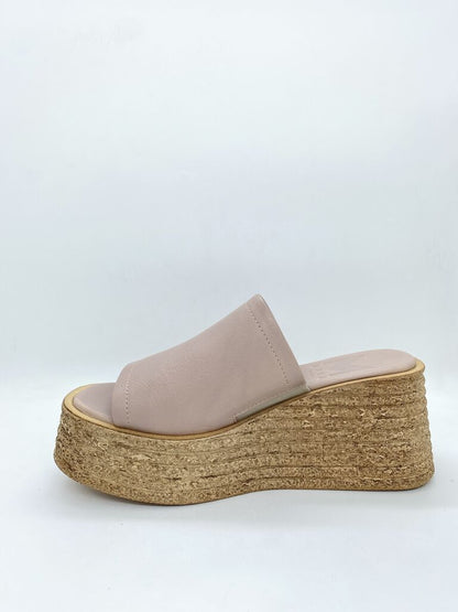 Heeled Mule Open-Toe Nappa MINK