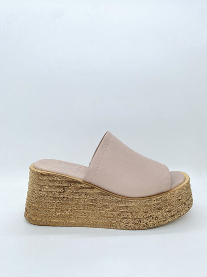 Heeled Mule Open-Toe Nappa MINK