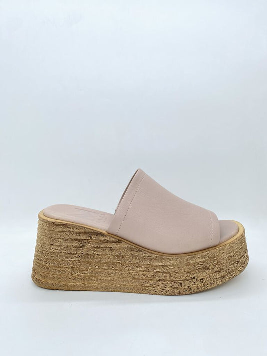 Heeled Mule Open-Toe Nappa MINK