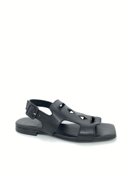 Black Open-Design Sandals with Adjustable Strap
