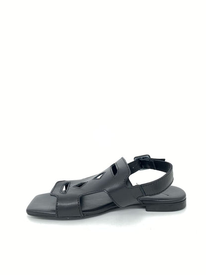 Black Open-Design Sandals with Adjustable Strap