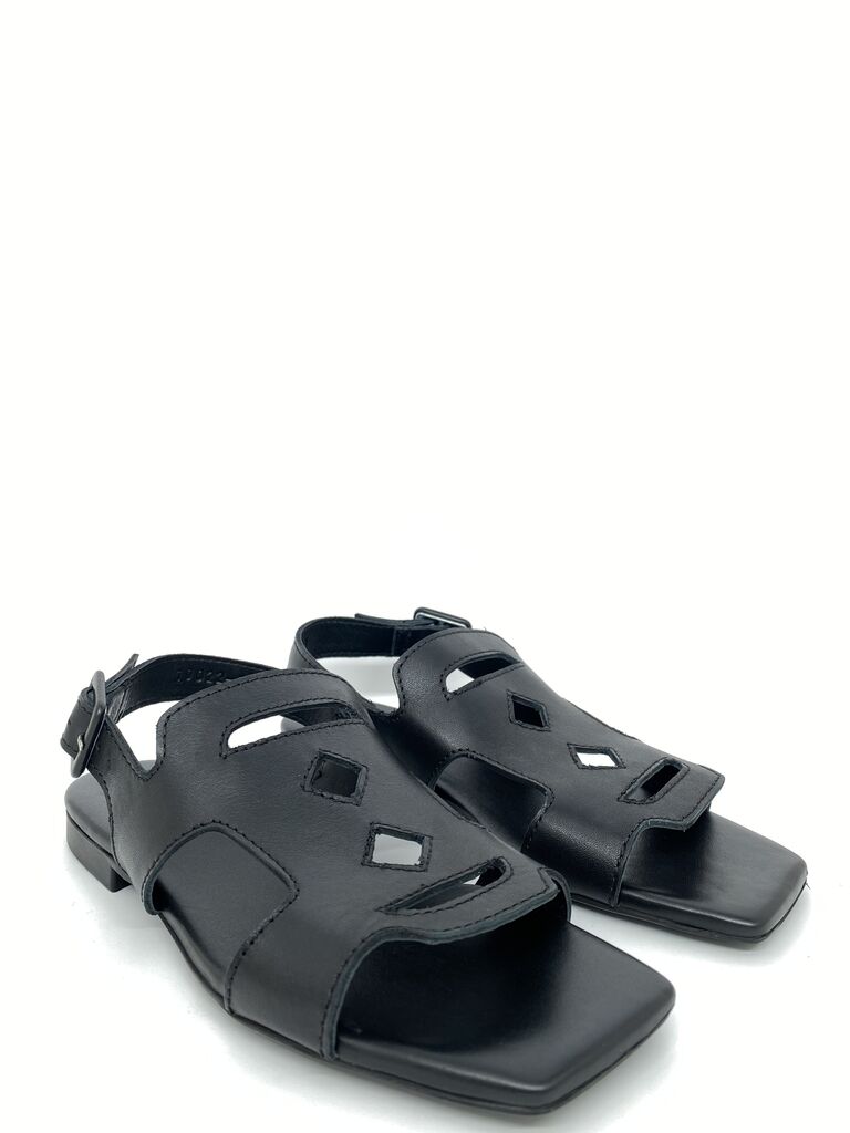 Black Open-Design Sandals with Adjustable Strap