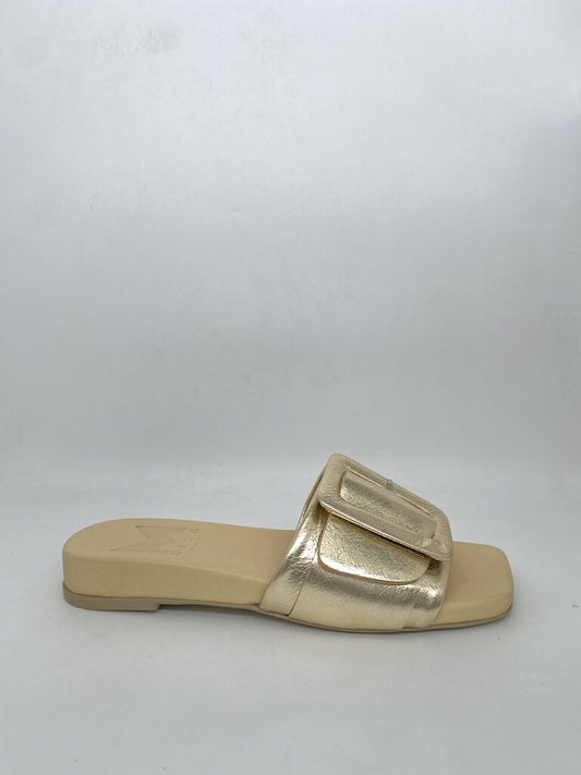 Gold Metallic Slide with Buckle Detail