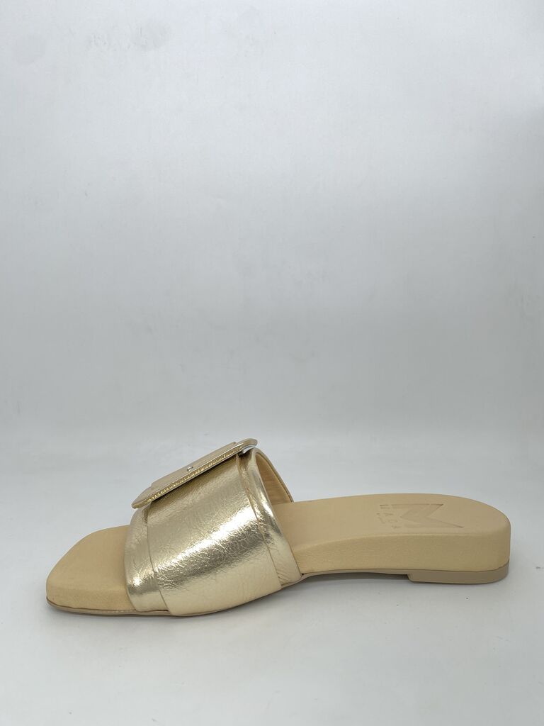 Gold Metallic Slide with Buckle Detail