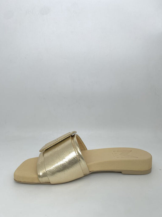 Gold Metallic Slide with Buckle Detail