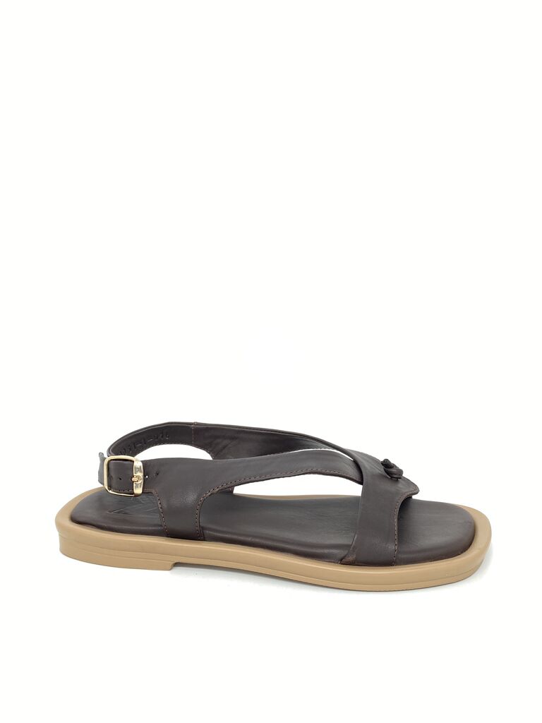 Brown Strap Sandal with Adjustable Buckle