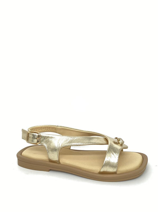 Gold Metallic Sandal with Adjustable Strap
