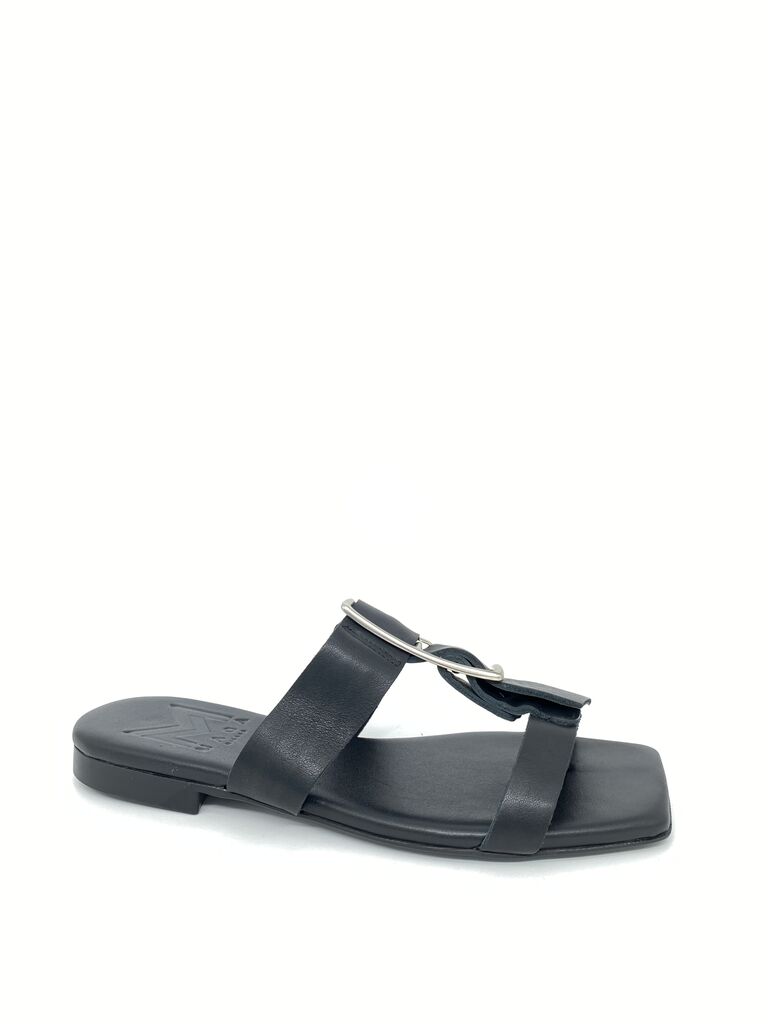 Black Minimalist Leather Sandal
