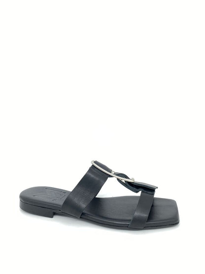 Black Minimalist Leather Sandal