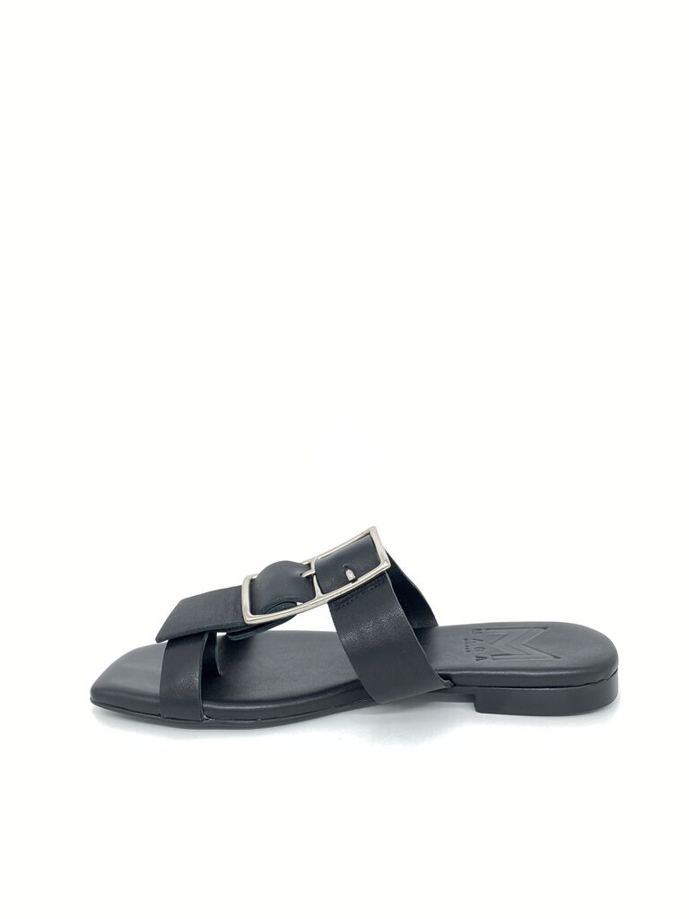 Black Minimalist Leather Sandal