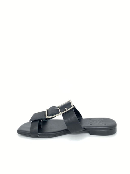 Black Minimalist Leather Sandal