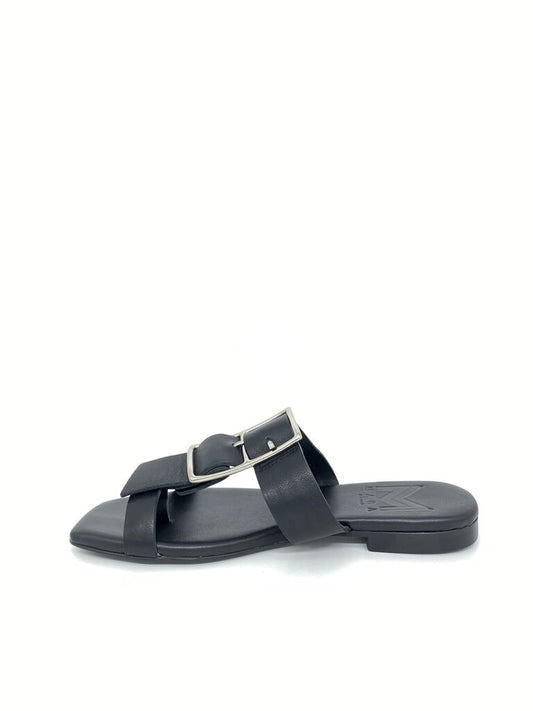 Black Minimalist Leather Sandal