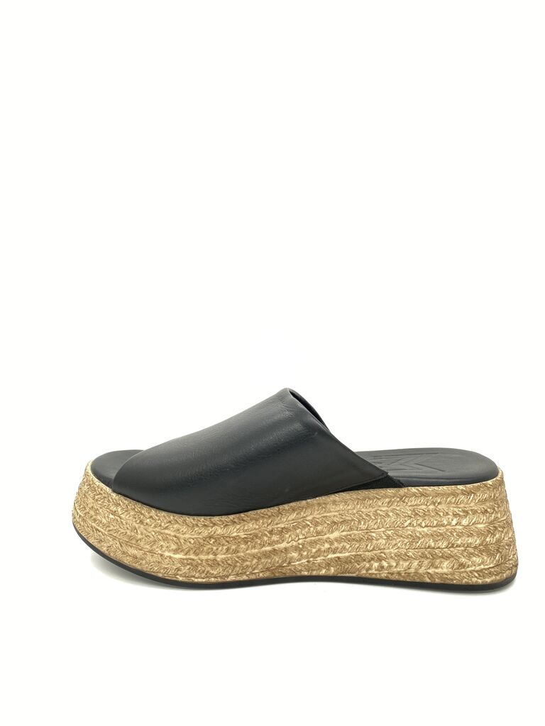Black Platform Espadrille Slide Sandals