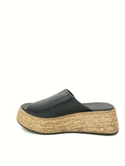 Black Platform Espadrille Slide Sandals