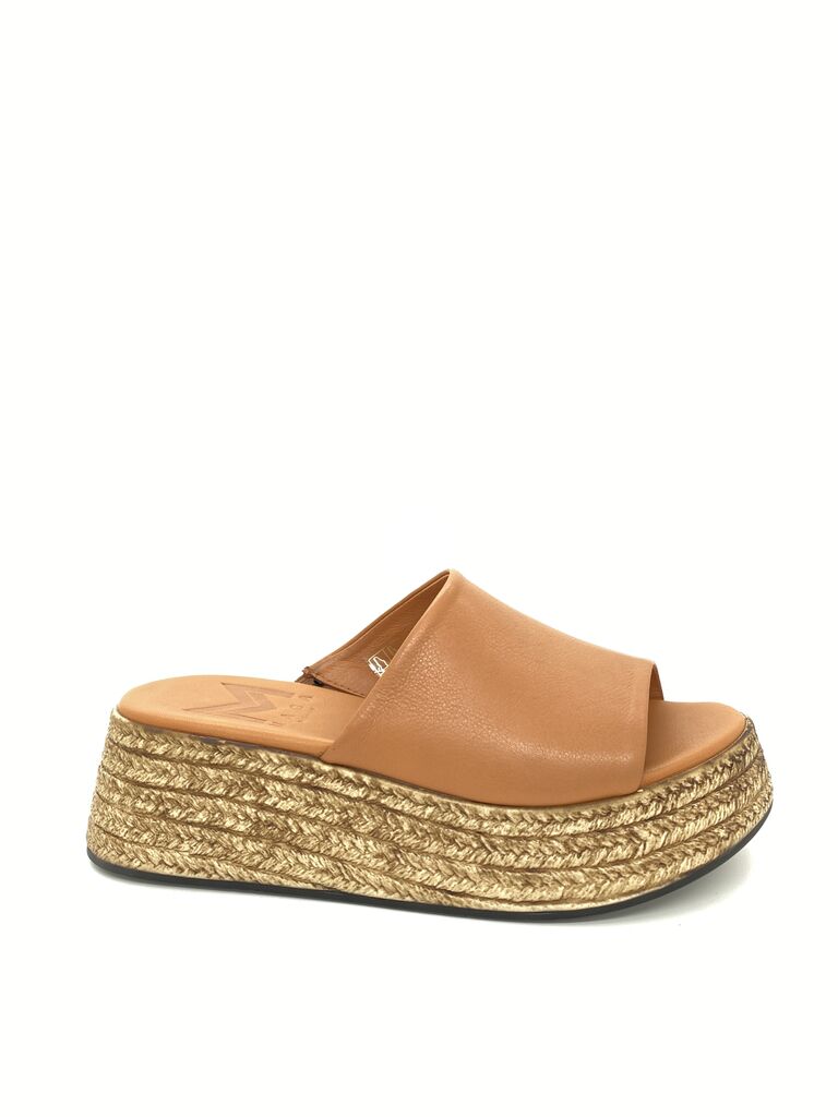 Tan Woven Platform Slide Sandal