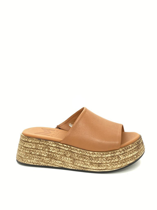 Tan Woven Platform Slide Sandal