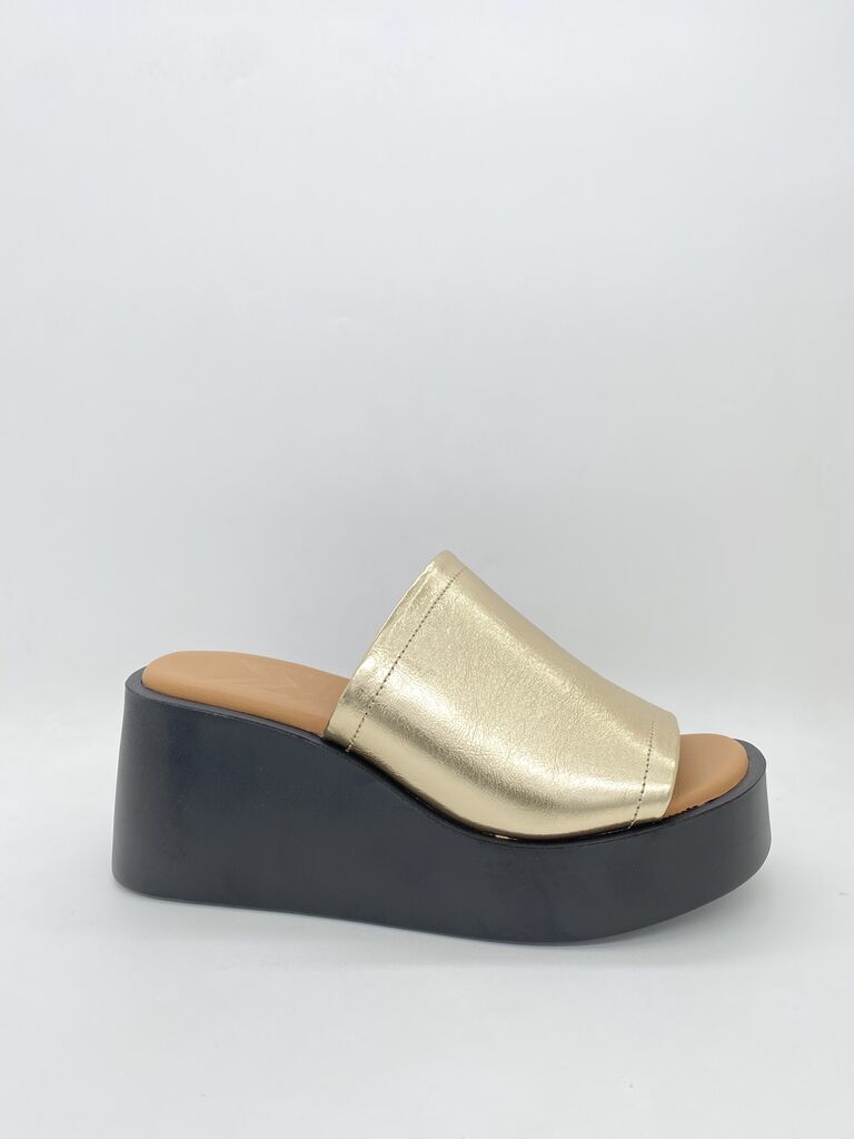 Gold Wedge Sandal with Open Toe