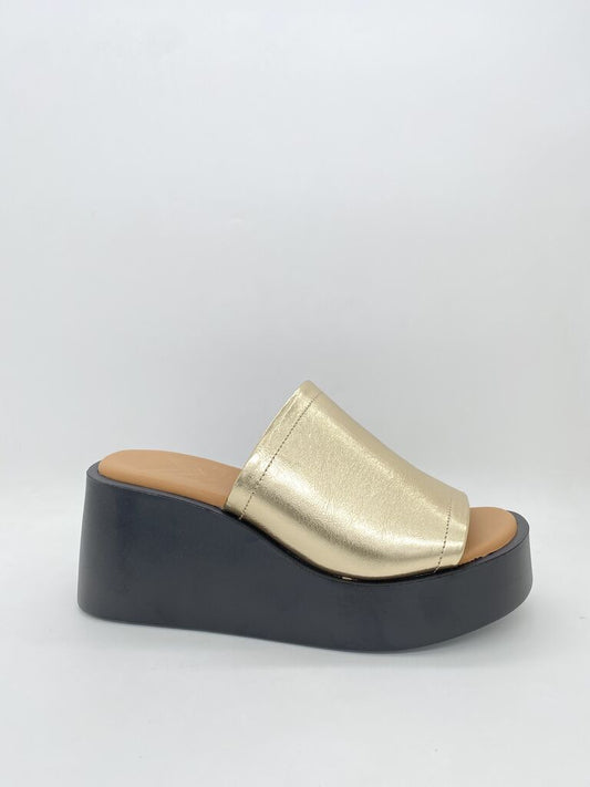 Gold Wedge Sandal with Open Toe