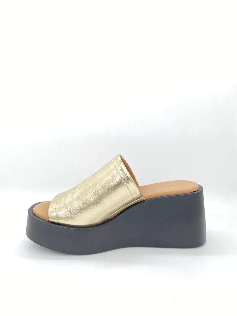 Gold Wedge Sandal with Open Toe