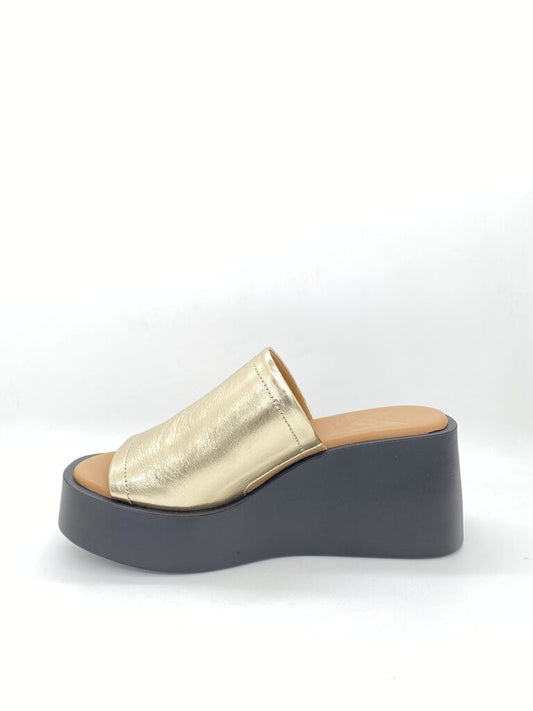 Gold Wedge Sandal with Open Toe