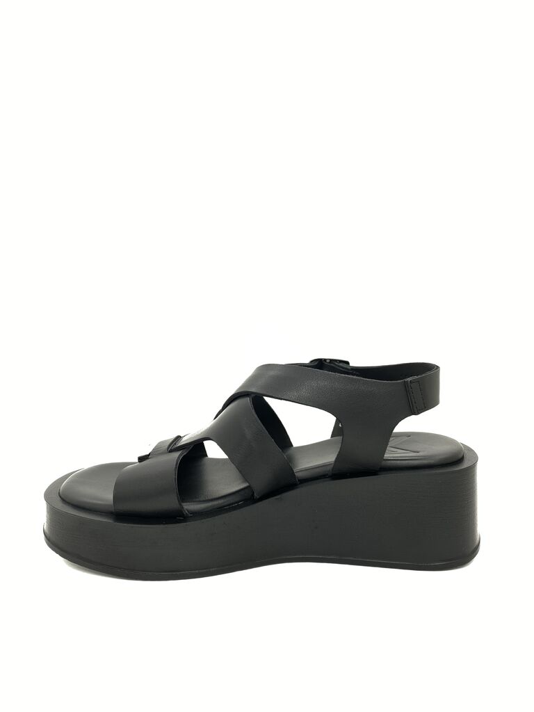Black Platform Sandals with Buckle Closure