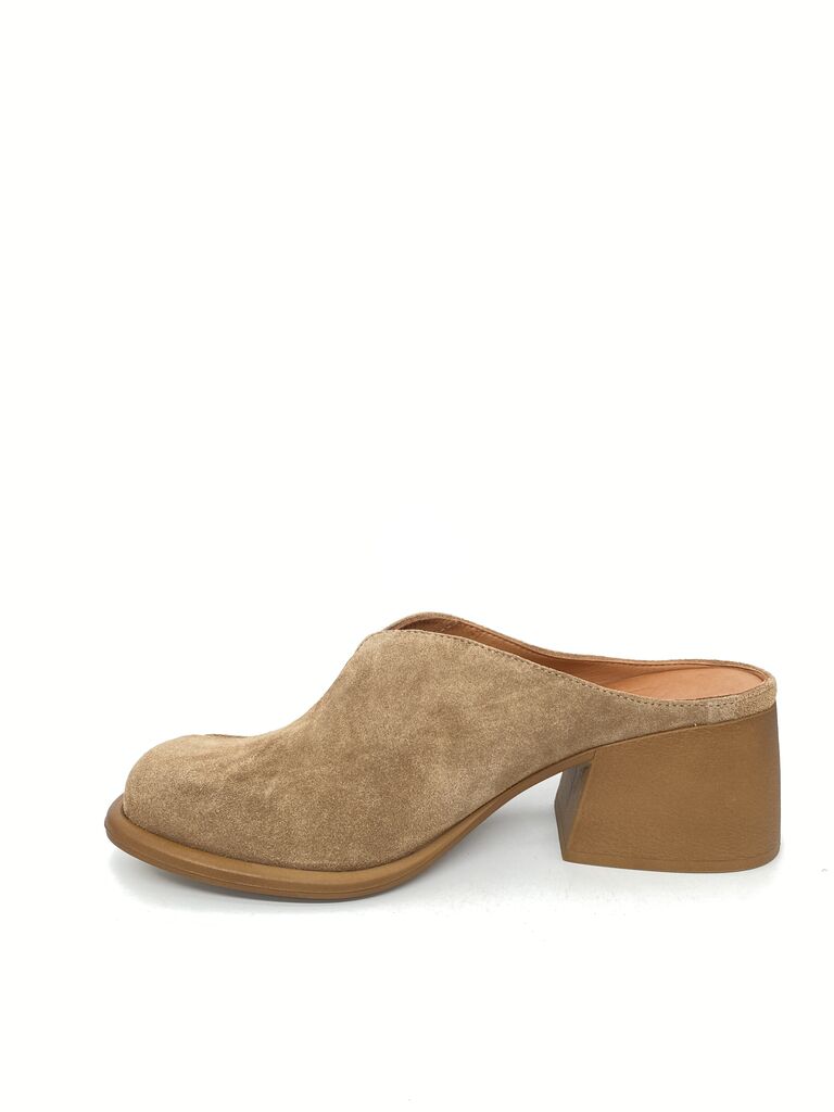 Tan Suede Mule with Block Heel