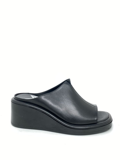 Black Wedge Open-Toe Slide Sandal