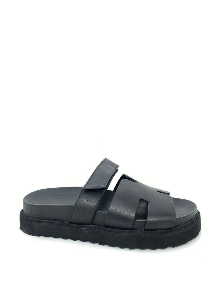 Black Slip-On Sandal with Thick Sole