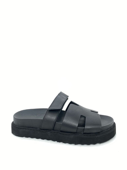 Black Slip-On Sandal with Thick Sole