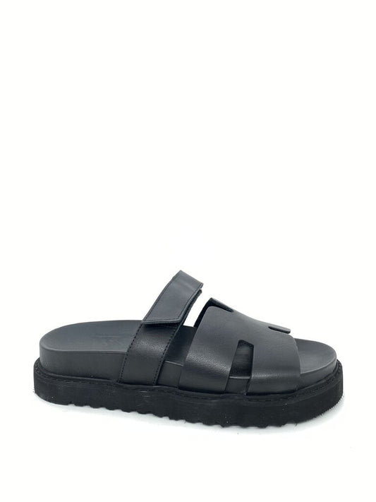 Black Slip-On Sandal with Thick Sole