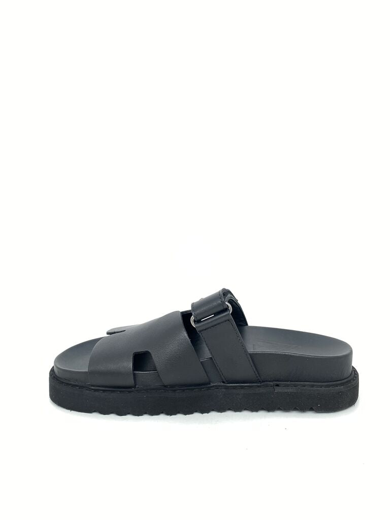 Black Slip-On Sandal with Thick Sole